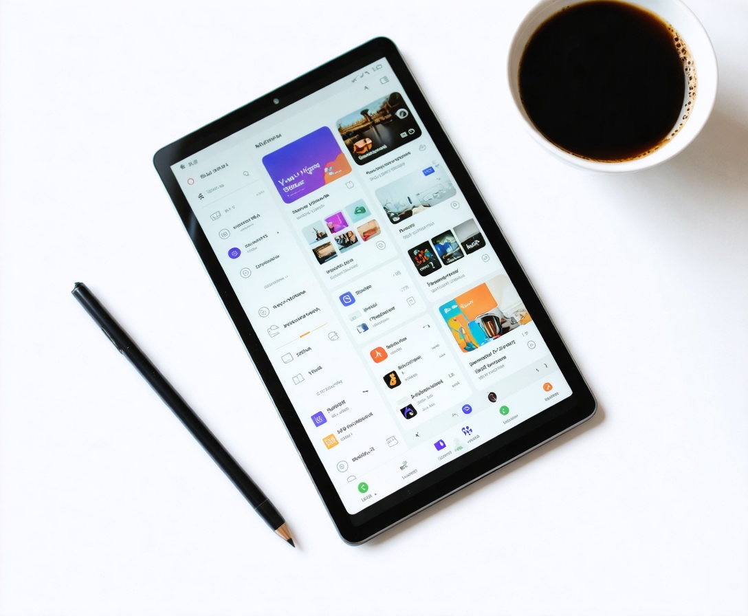 UI/UX design on a modern tablet interface