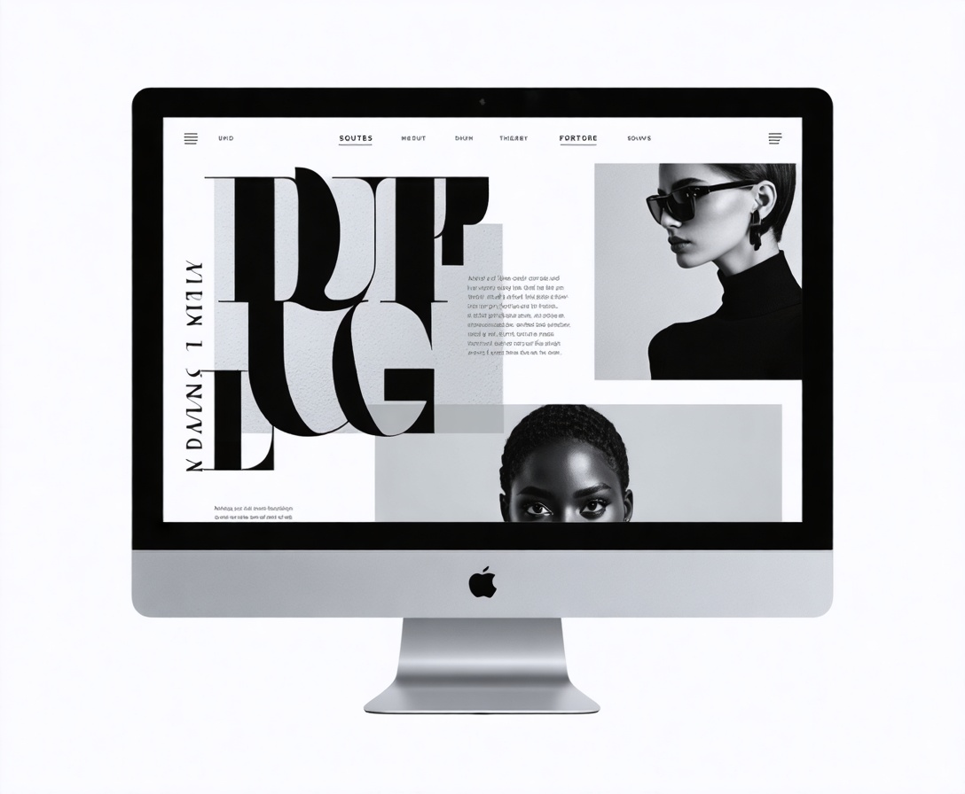 Minimalist website layout with bold typography
